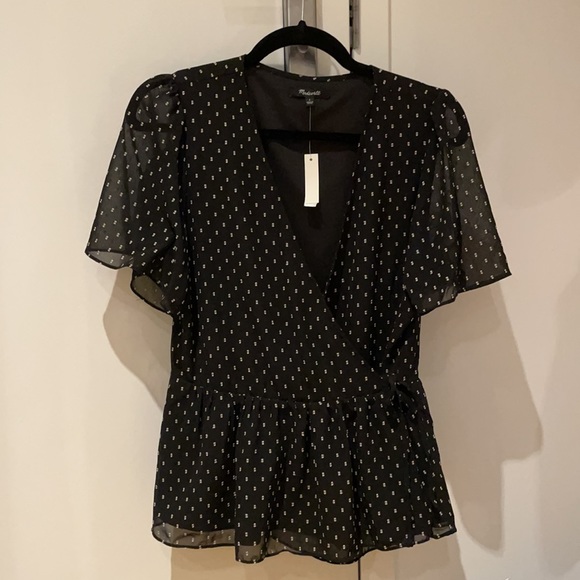 Madewell Flutter-Sleeve Peplum Top #MC051 - Picture 5 of 6
